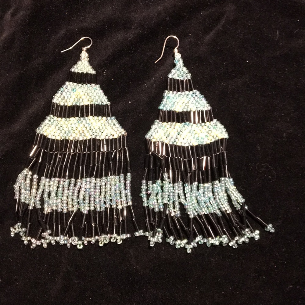 Statement beaded fringe earrings.